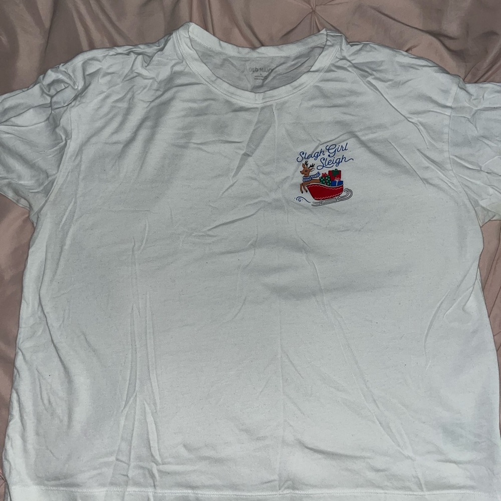 Old Navy White Christmas Pajama Shirt